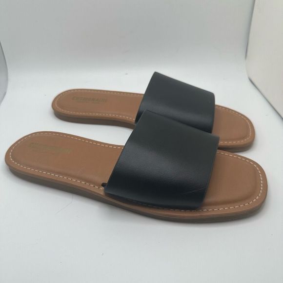 CUSHIONAIRE Women's slide Sandal with Memory Foam 9 WIDE BLACK - Picture 1 of 7